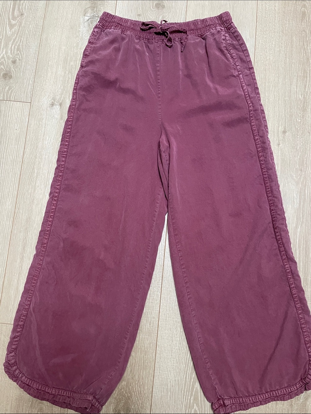 easel Wide Leg Drawstring Pants in Plum
